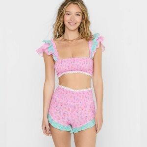 Floral Pink and Green Shorts